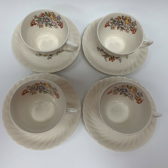 Vintage Clifton by Royal Cups and Saucers Ivory Floral Swirl Rim Lot of 8 - Picture 4 of 8